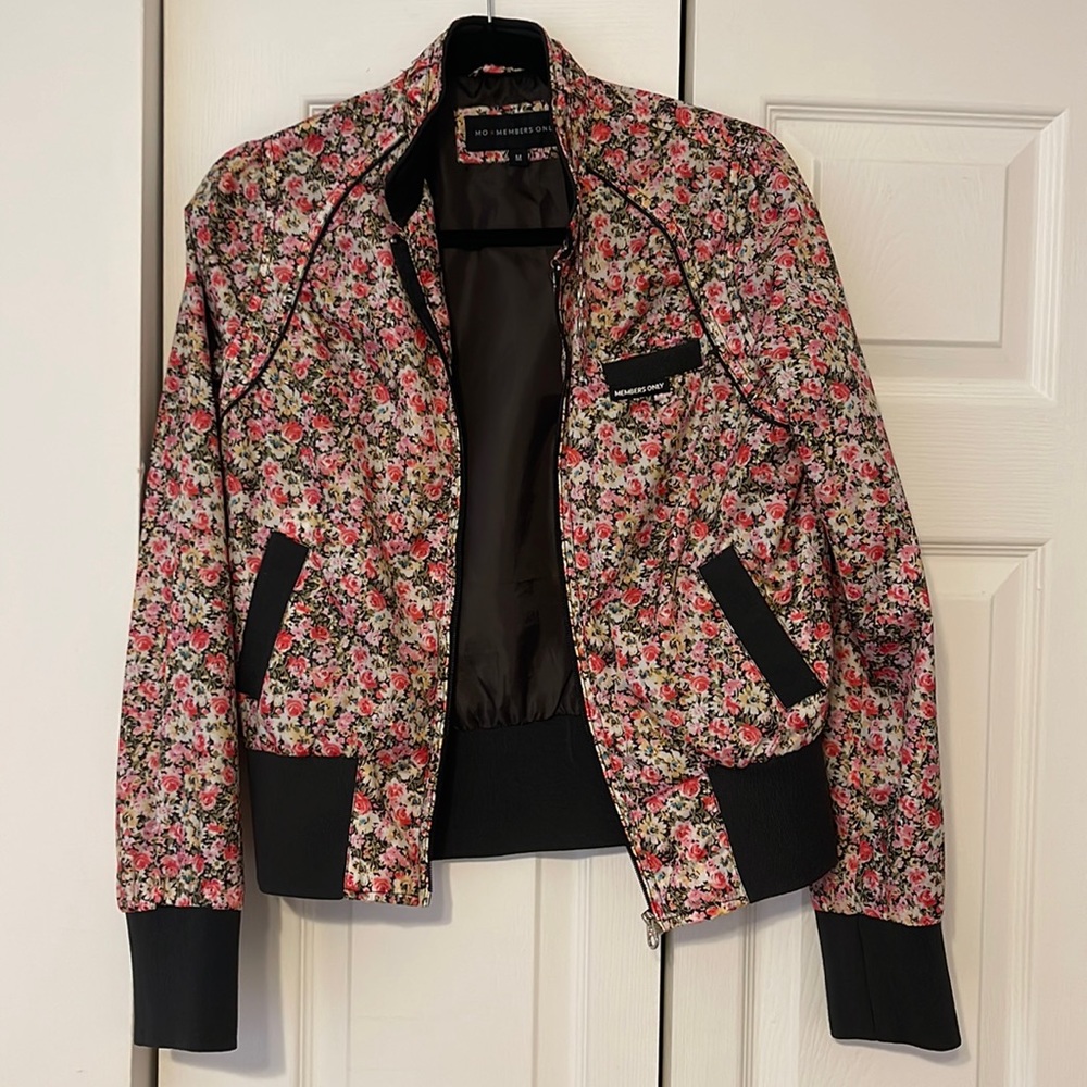 Members Only Flower Print Bomber Jacket